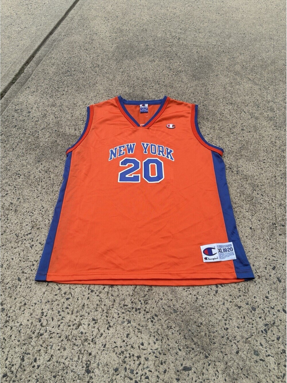 VTG 90s Champion New York Knicks Jersey NBA Allan Houston 20 Sz Youth XL 18-20